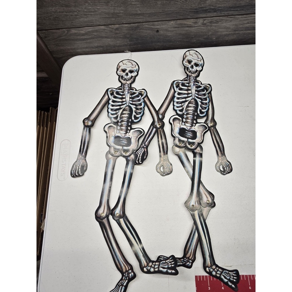 Lot of 2 Vintage Halloween Beistle 22" Jointed Skeletons Decorations Collectible